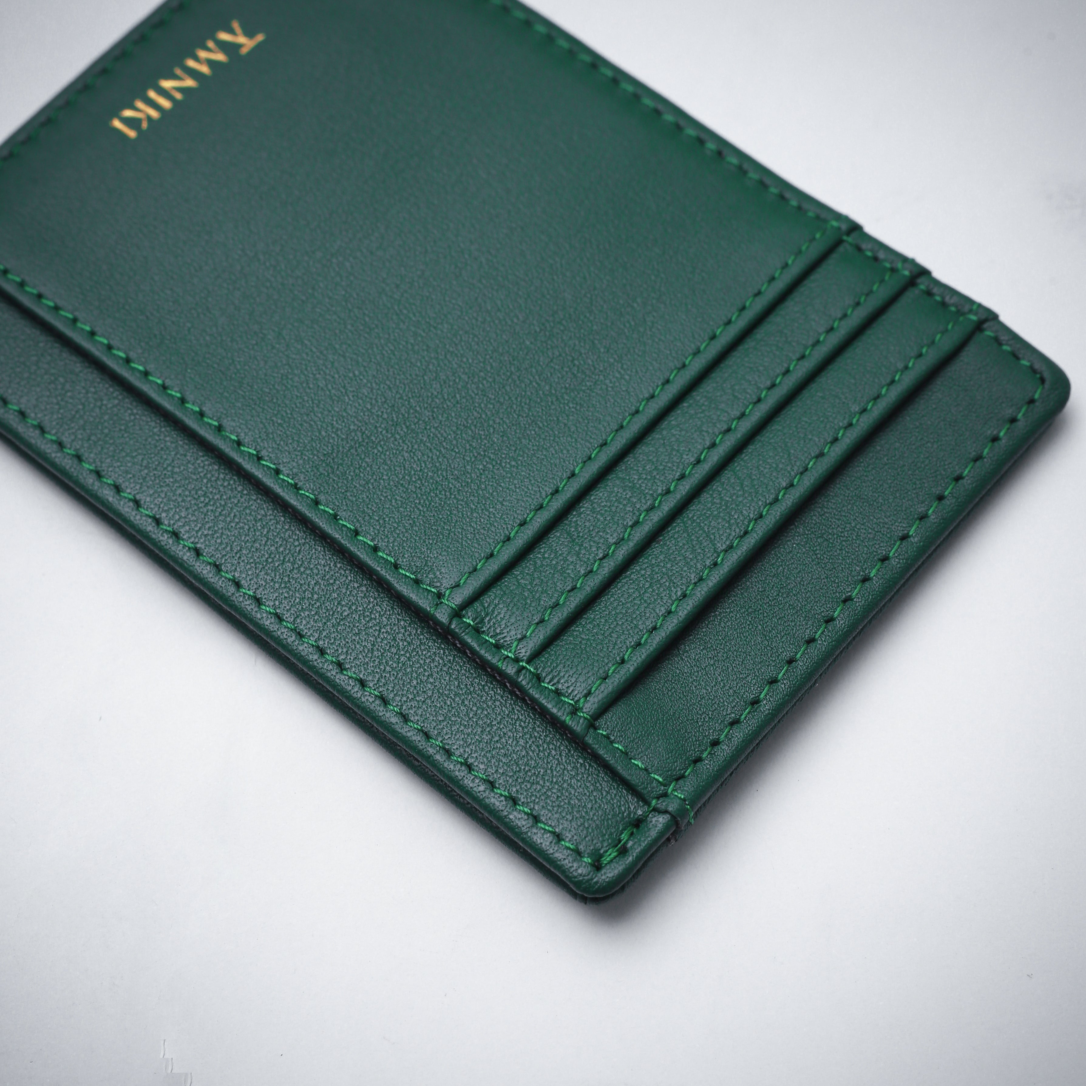 Bottle Green Cardholder – Slim Vegan Leather Wallet – AMNIKI