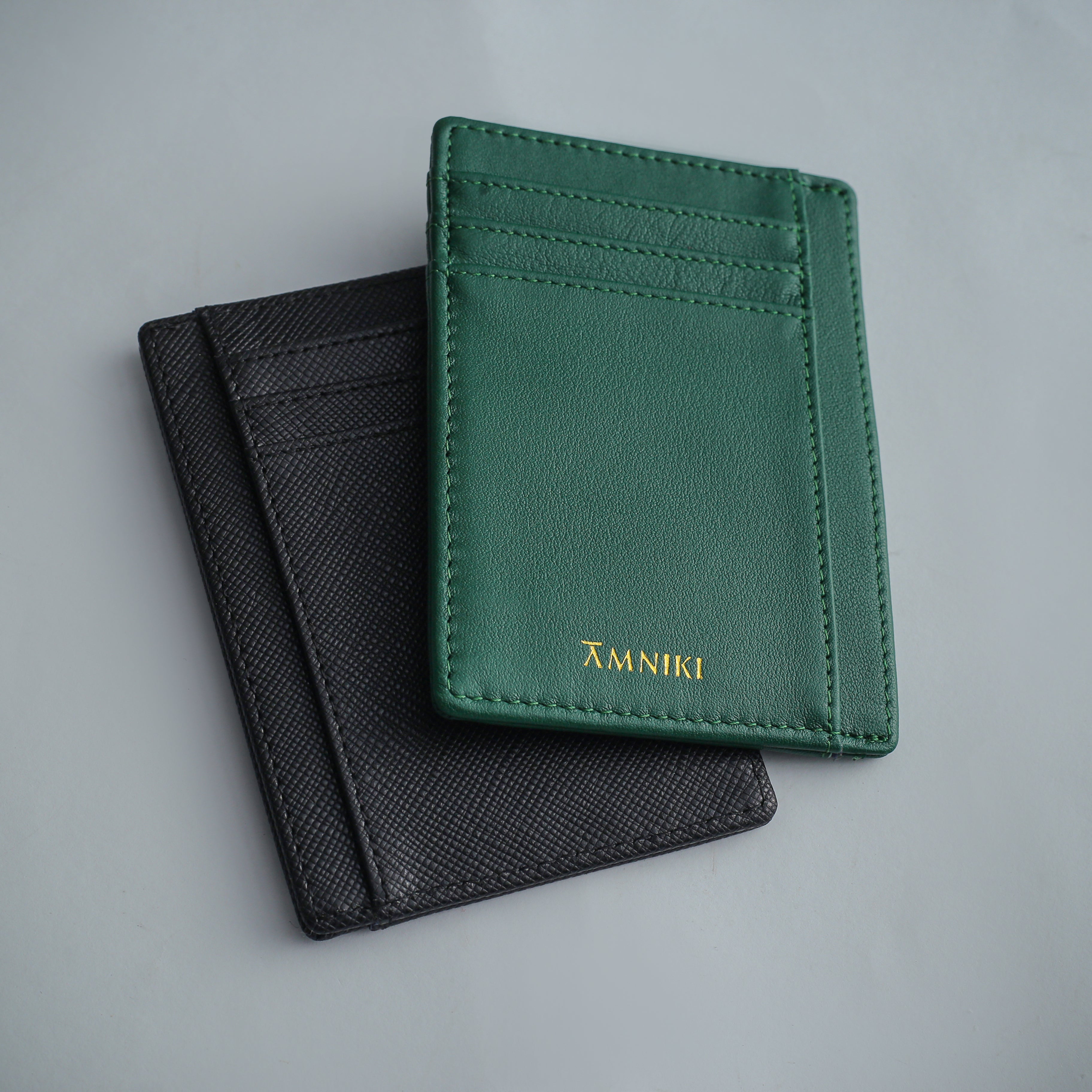 ★omnipotent★ Cl de card wallet Deep green Bottle Green Cardholder – Slim Vegan Leather Wallet – AMNIKI