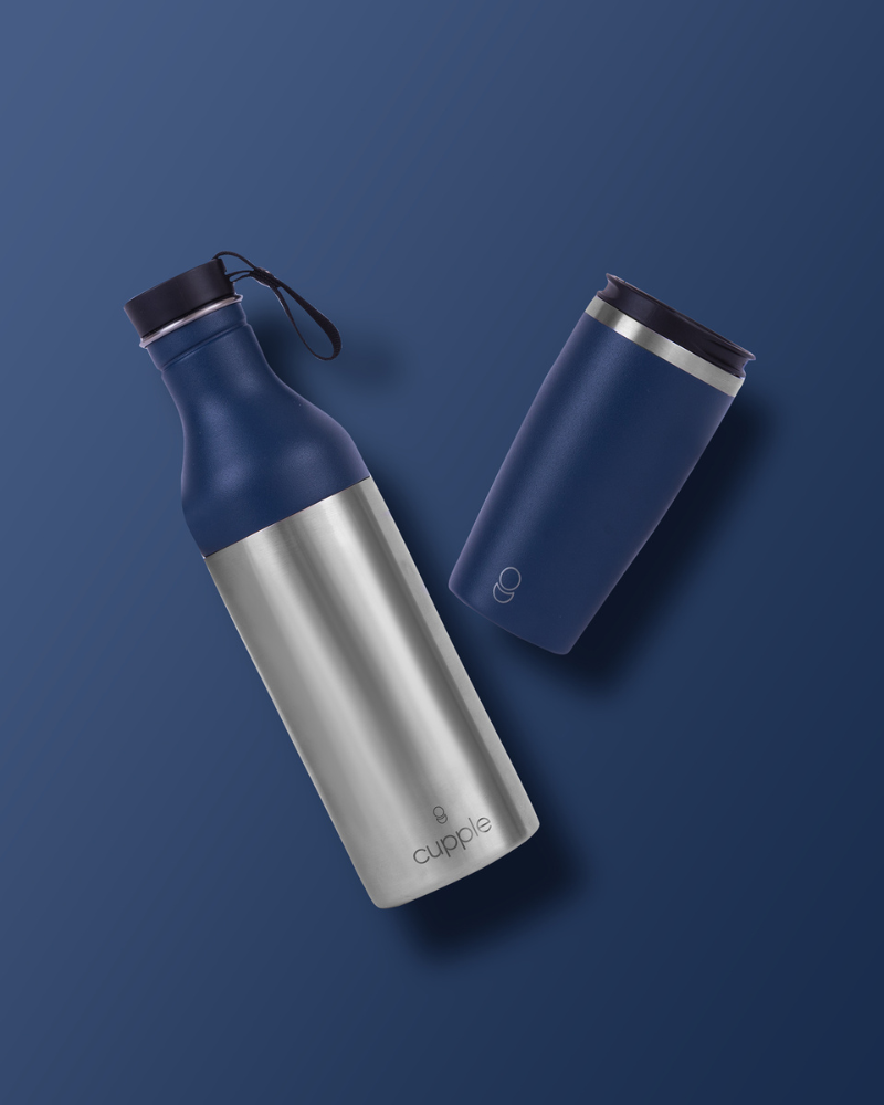 Midnight Blue 2-in-1 Insulated Water Bottle & Cup